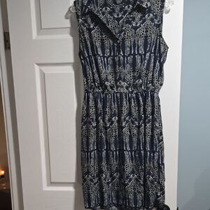 Alfani Navy and White Giraffe Midi Dress